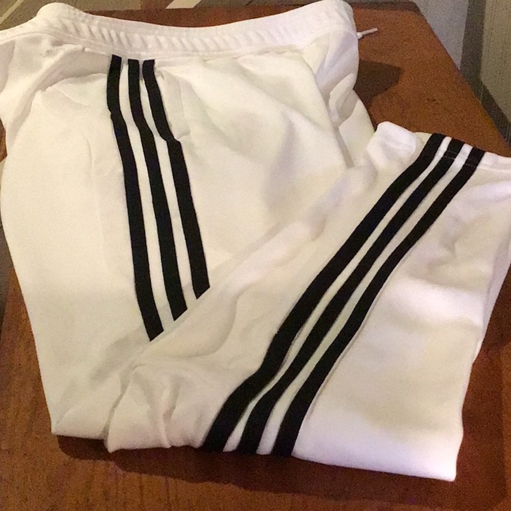 Adidas White Track Pants with Black Stripes - Picture 2 of 4